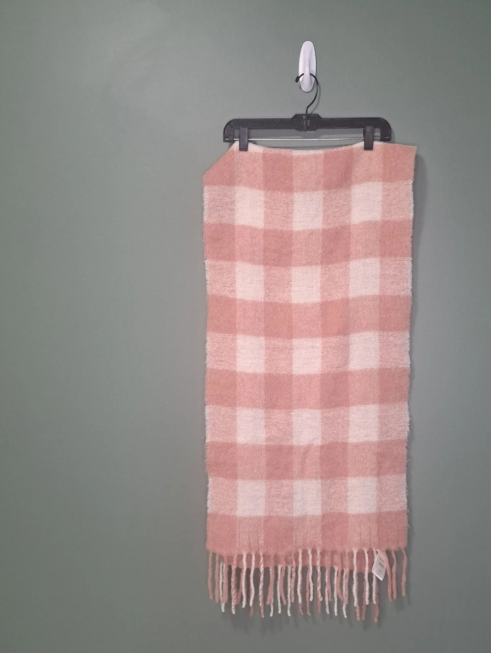 Sezane Louise Alpaca Scarf Ecru Rose Check NWOT
